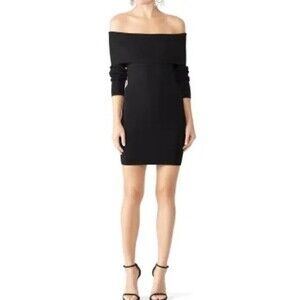 STYLESTALKER Vana Knit Dress Off the Shoulder Women's XS Black Cocktail LBD